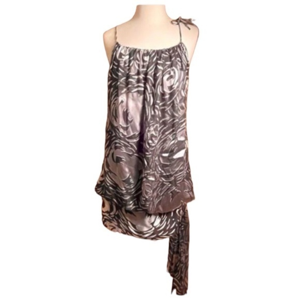 BCBGMaxAzria. Chocolate brown  and shiny creamy mocha accents dress / tunic